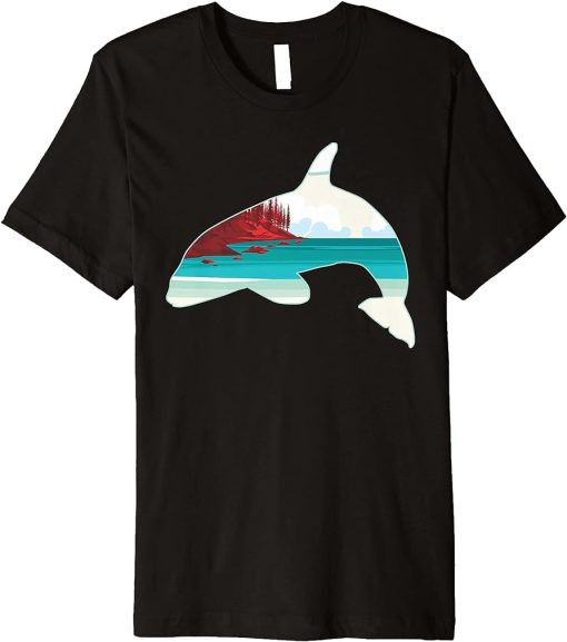 Orca Killer Whale Print with Landscape - Orca Killer Whale Premium T-Shirt