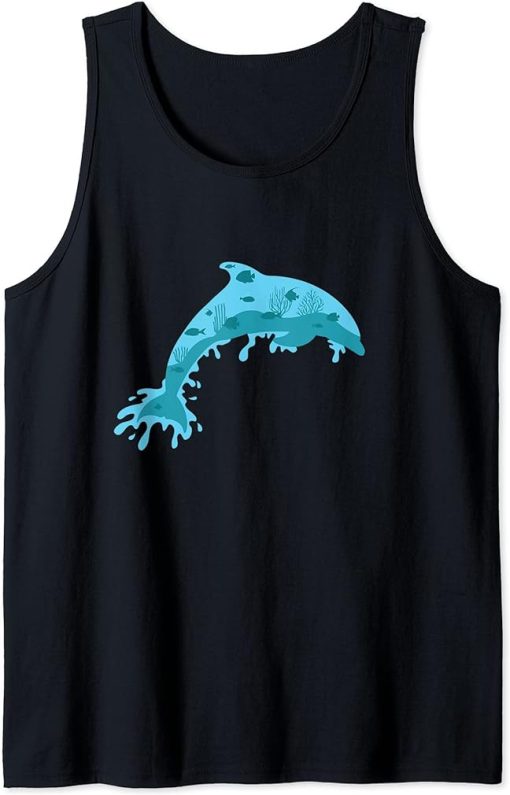 Dolphin with Sea Bottom Tank Top