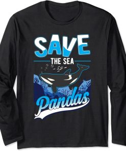 Save the Sea Pandas Orca Whale Long Sleeve T-Shirt