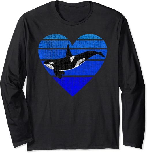 Orca Killer Whale Retro Vintage Animal Lover Love Orcas Long Sleeve T-Shirt